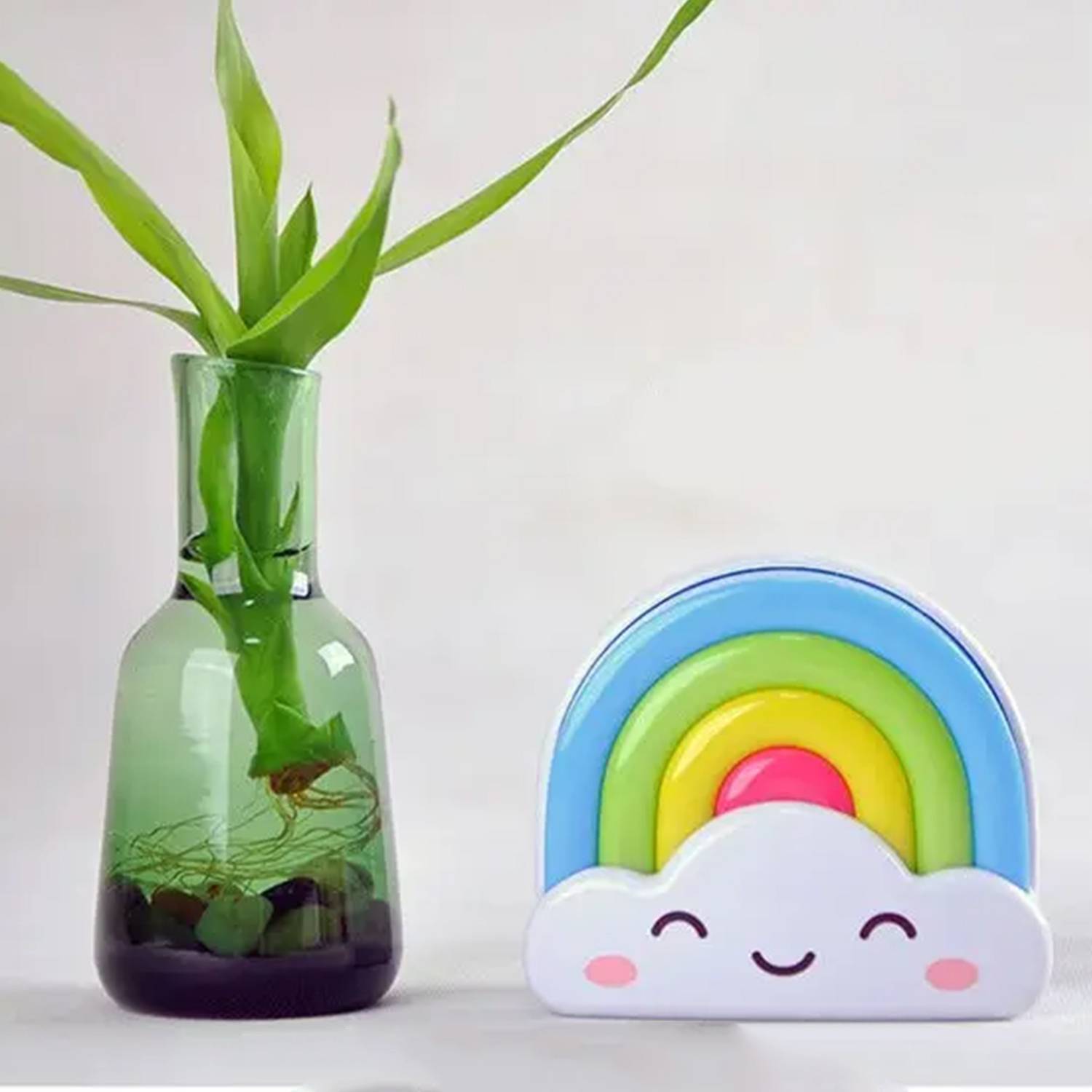 Ascension Plastic Smiley Rainbow Night Light for Baby Nursing Kids Favourite Birthday Party Return Gifts, Multicolour (Pack of 1) Night Lamp