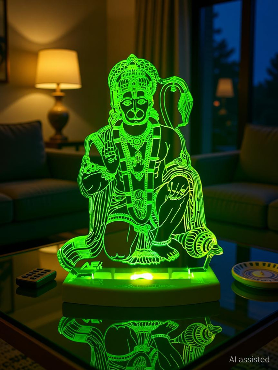 Image of Grishma Fashion Acrylic Color Changing 3D Visual Illusion LED Multicolor Night Lamp Hanuman 01 Night Lamp