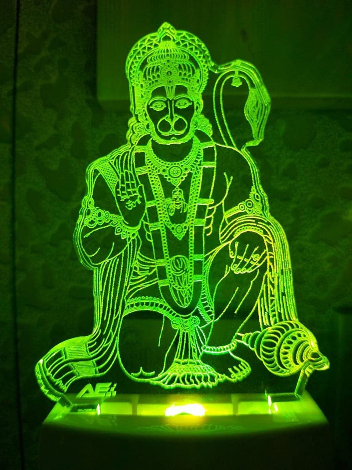 Image of Grishma Fashion Acrylic Color Changing 3D Visual Illusion LED Multicolor Night Lamp Hanuman 01 Night Lamp