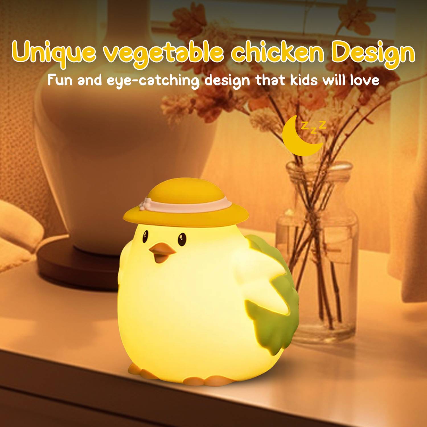 Sakuya Chicken Night Light for Kids Room | Soft Silicone Animal