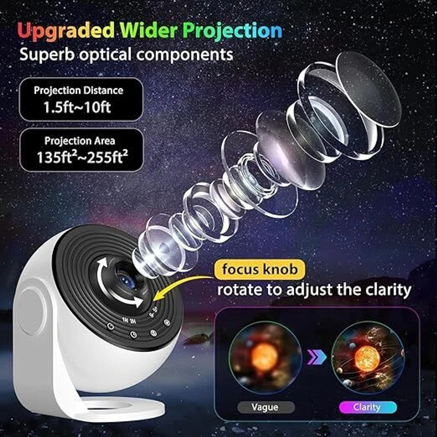 Image of SHOPOGENIX 3-in-1 Galaxy Star Night Projector with Moon, Nebula & Stars Night Lamp