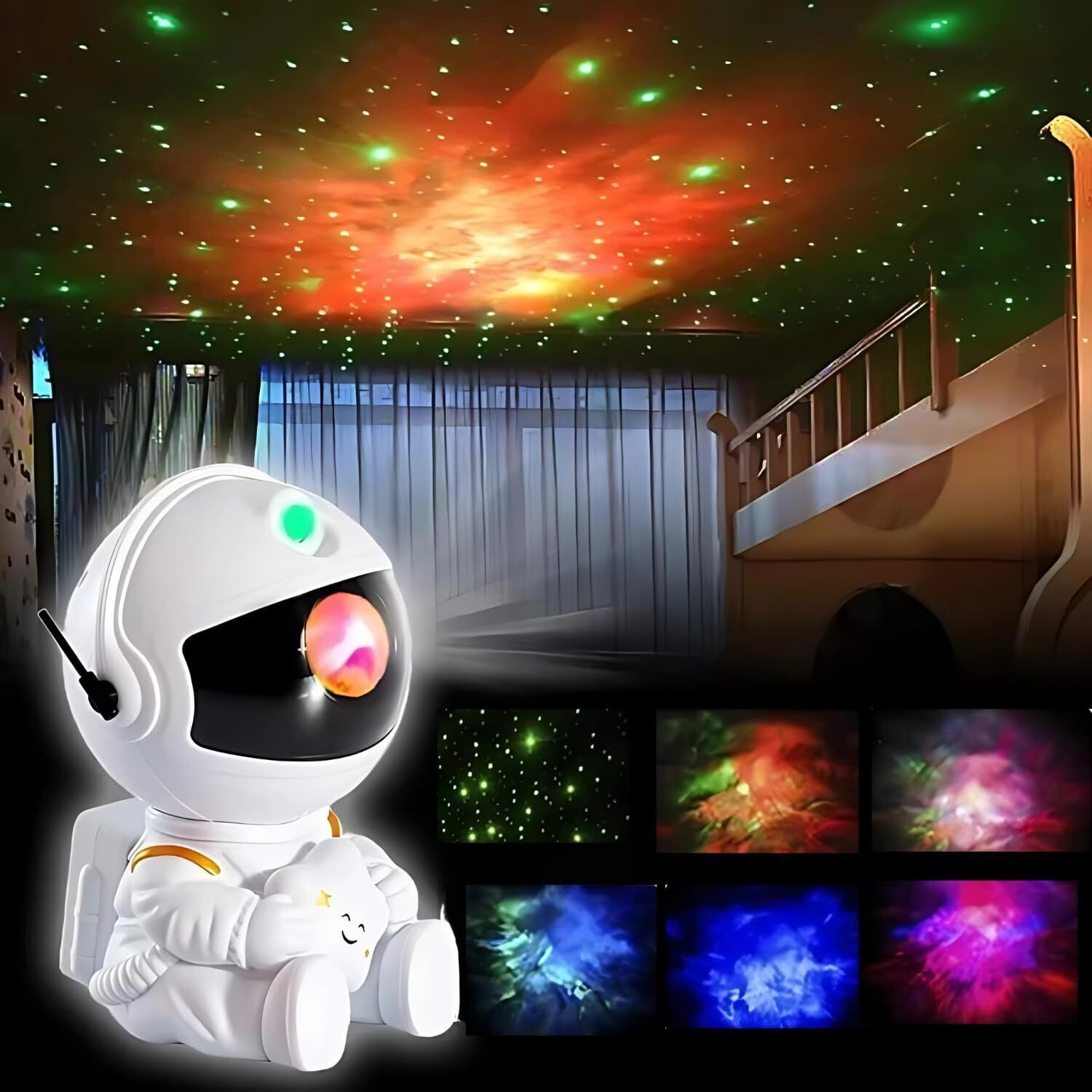 Image of Refulgix Astronaut Galaxy Projector Night Light - 360 Rotating Nebula Star Projector Night Lamp