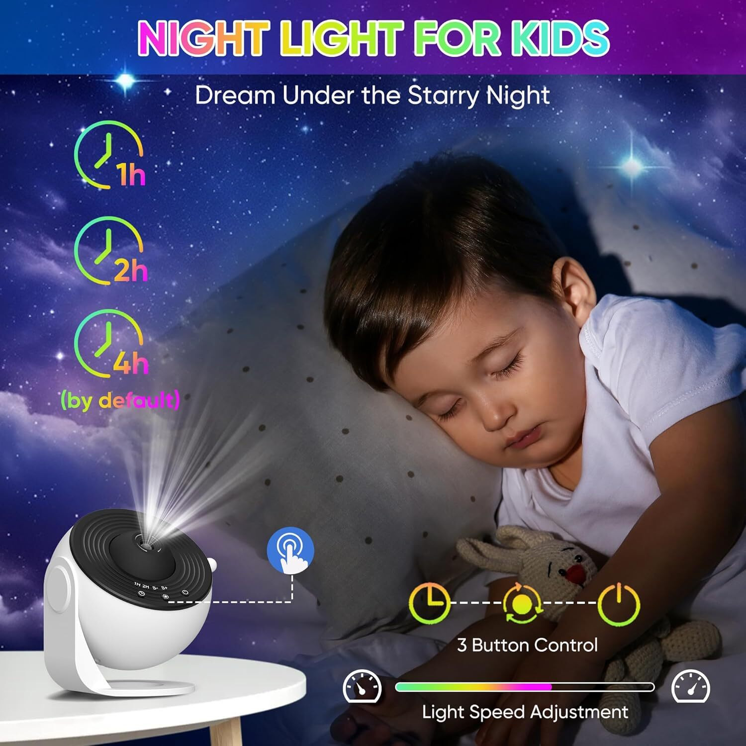 Image of VOLTegIC 360 Degree Auto Rotation-Timed Starry Planetarium Projector Night Lamp