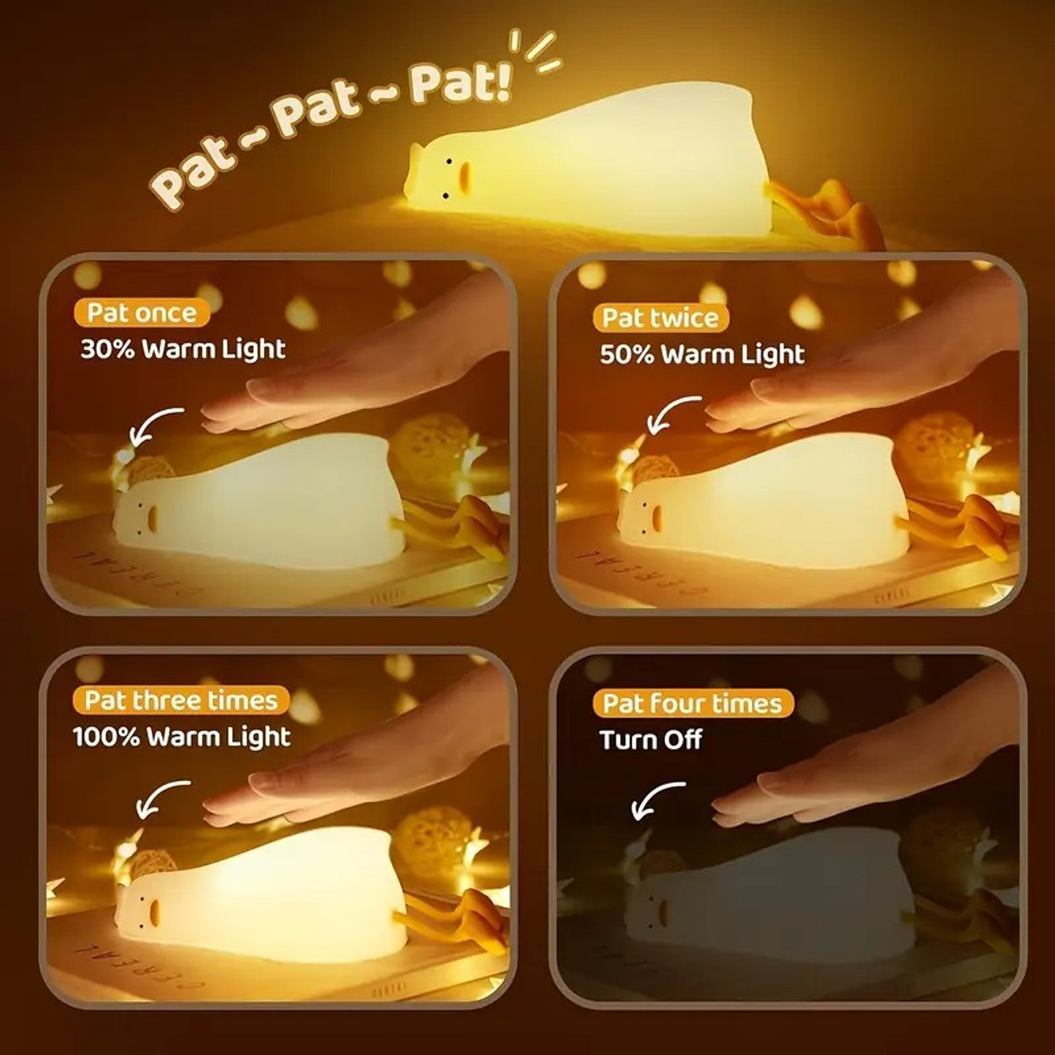 Image of NAIRO Lying Duck Night Light for Kids, 3 Step Dimmable Night Light, Touch Sensor Night Lamp