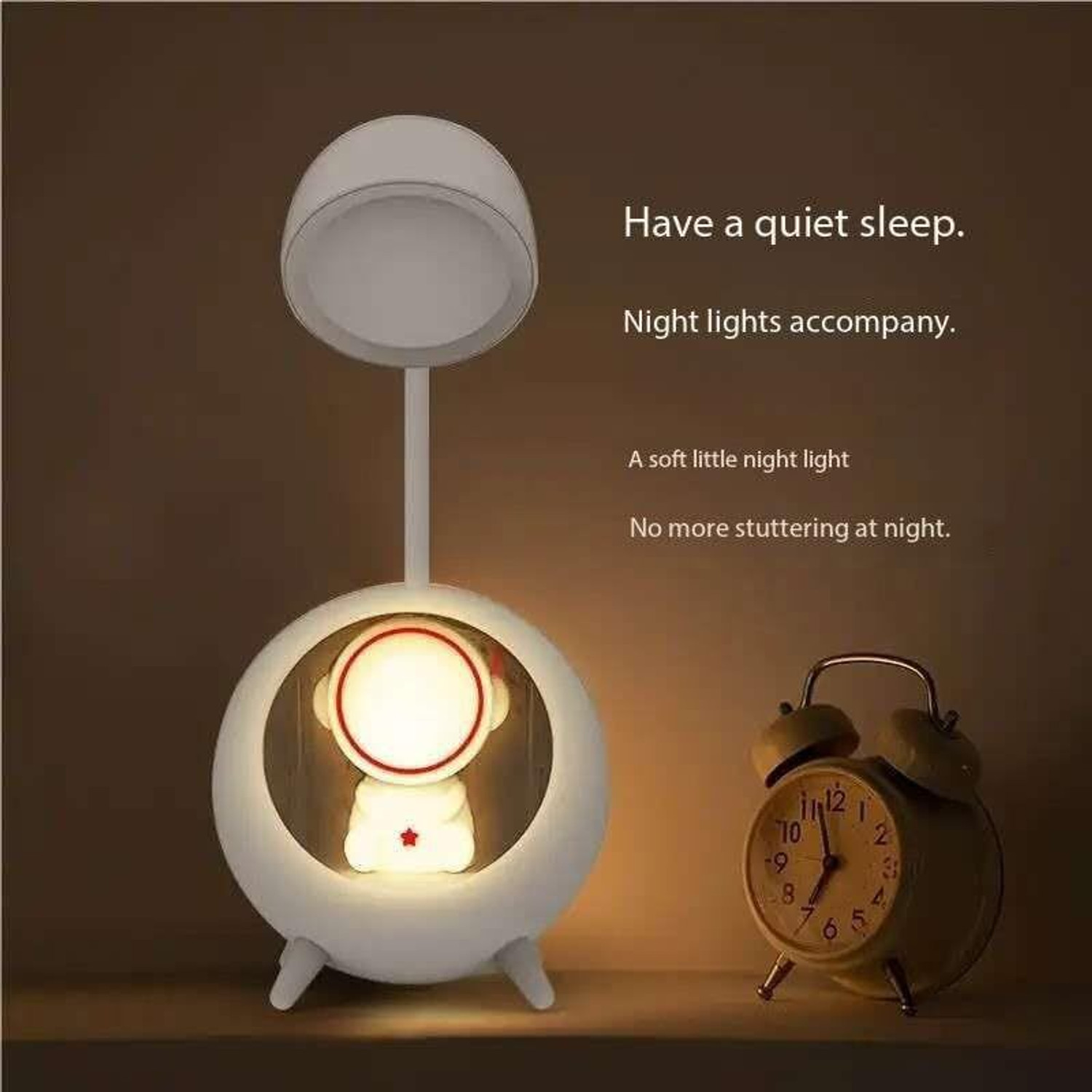 Image of StonSell Cute Astronaut LED Desk Lamp with Night Light, USB Rechargeable for Kids Study Lamp