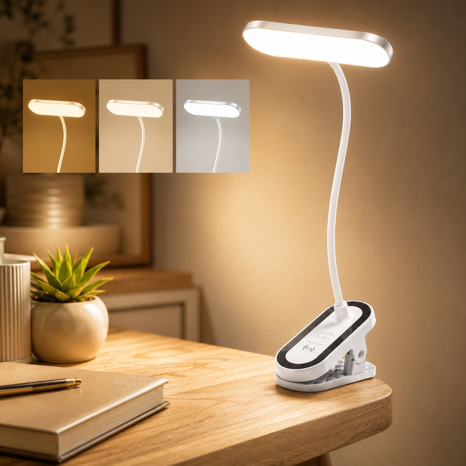 Image of Refulgix Rechargeable LED Clip Lamp, Flexible Neck Study Light for Desk, Bedside & Office Study Lamp