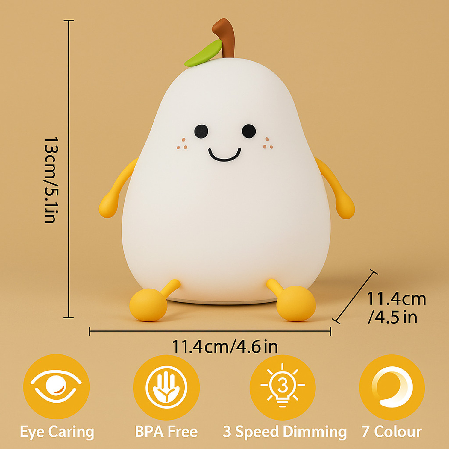 Image of NAIRO Kids LED Pear Lamp - Soothing Glow, Safe Silicone Material, Fun & Portable Light Night Lamp