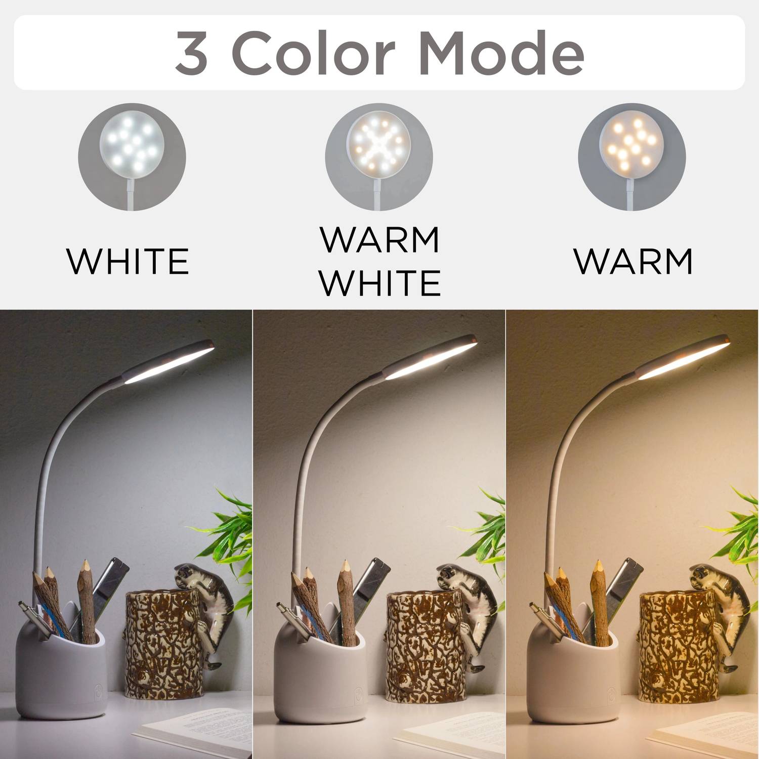 WEIRD WOLF 3 Colour Rechargeable LED Desk Lamp - Image 2