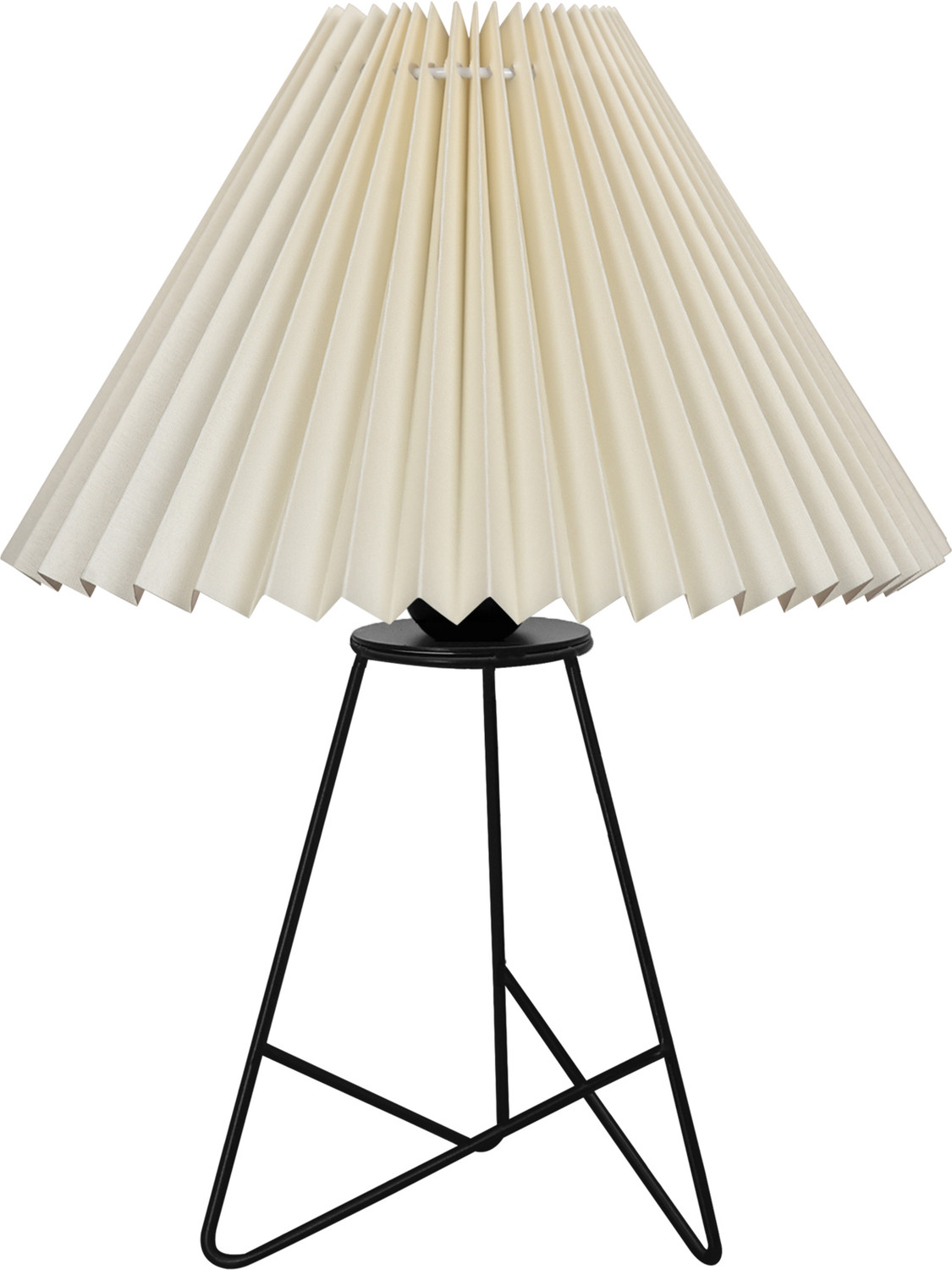 Image of Glowhere Retro Wire Base Table Lamp, Pleated Off-White Shade for Bedroom & Living Room Table Lamp