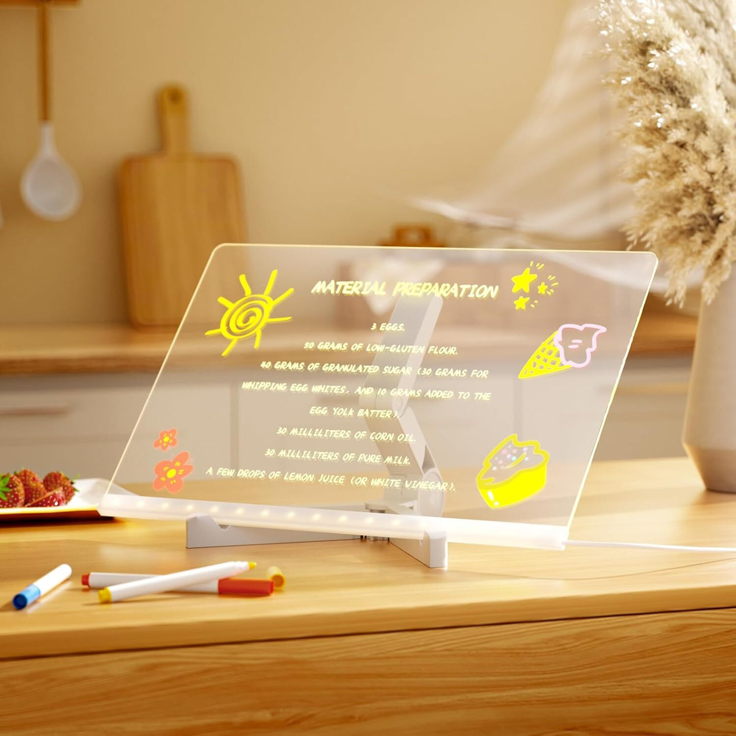Image of HARINIYAM LED Acrylic Message Board with Light Base 18 cm Acrylic Sheet