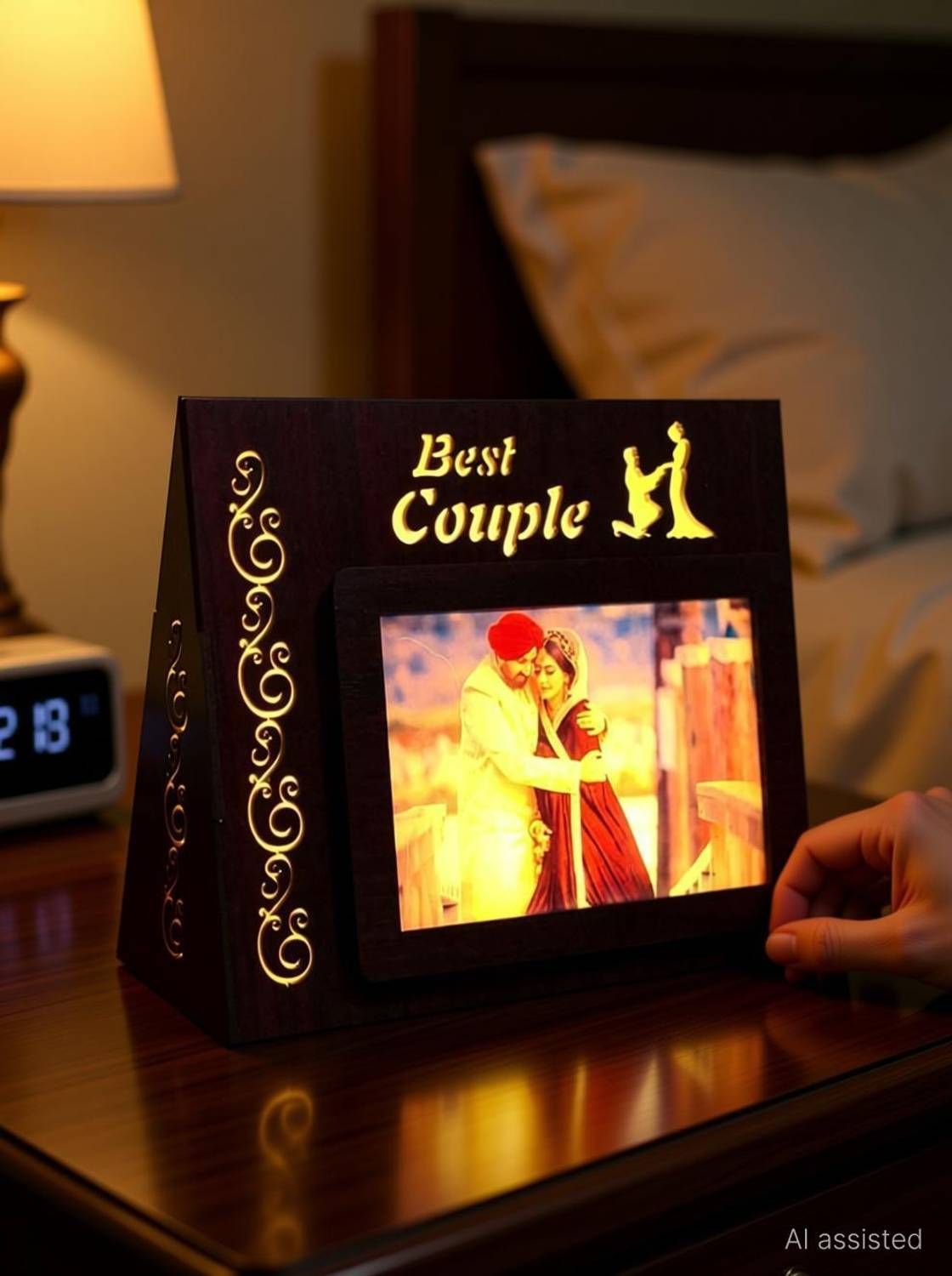 GIFT JAIPUR Best Couple Photo LED Table Lamp Frame Wedding Annive