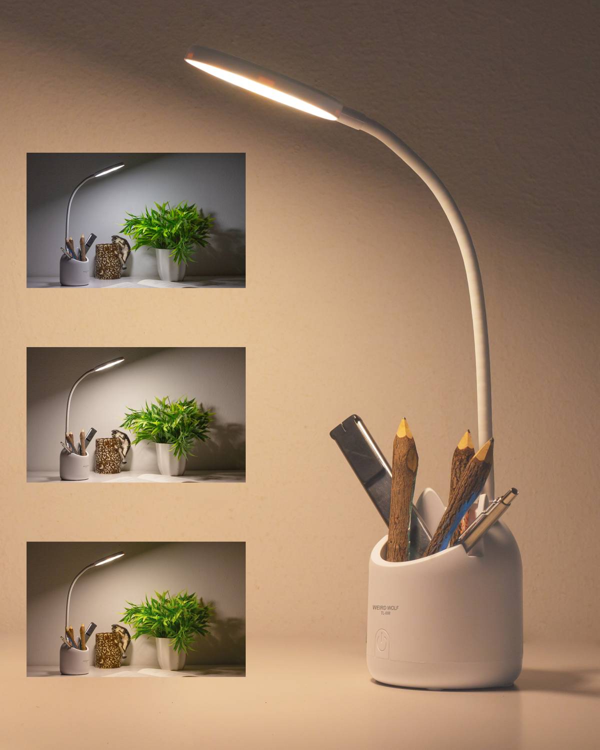 Rudefox 3 Colour Mode LED Table / Desk / Study Lamp (35 cm, White