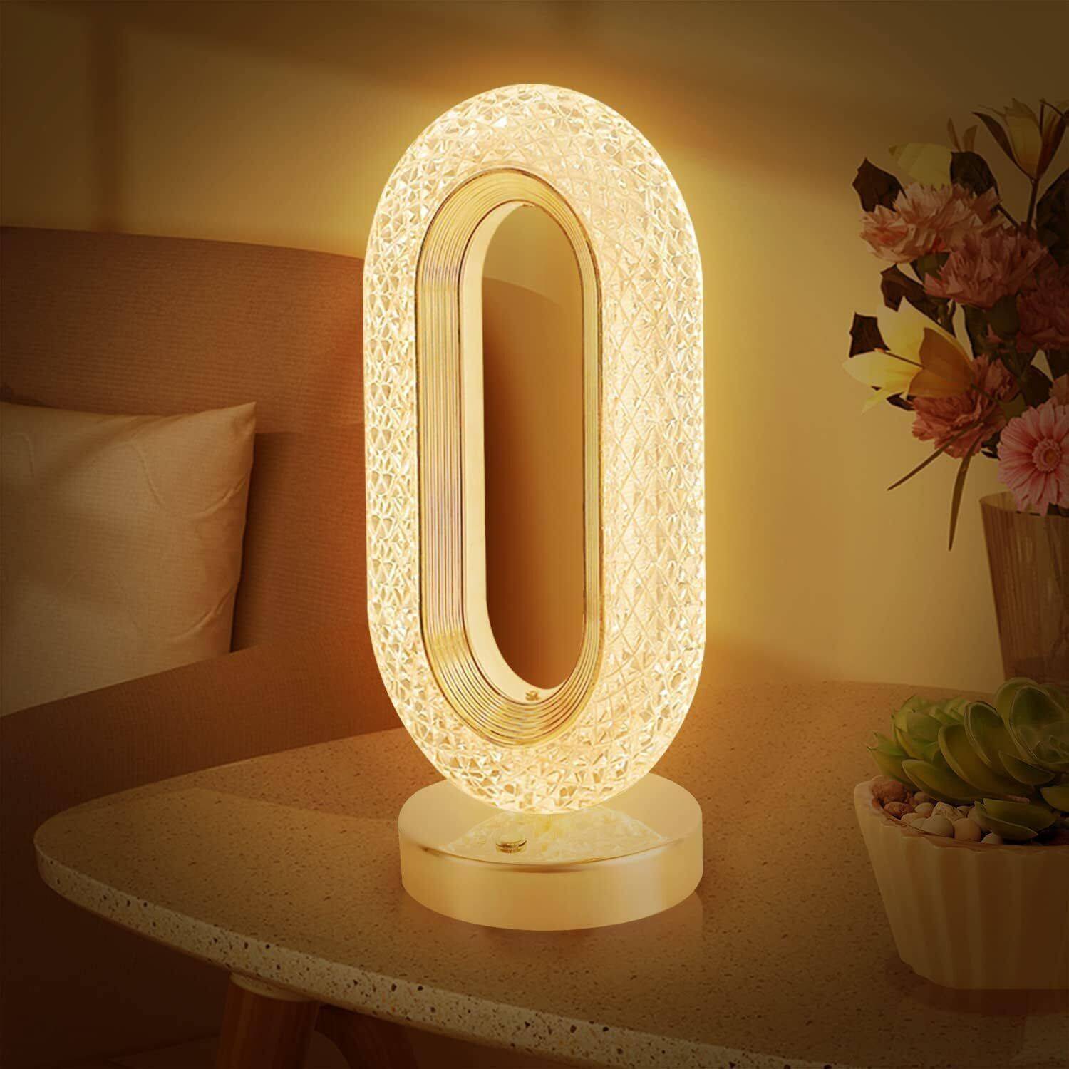 Vpllex Touch Control Crystal Table Desk Lamp,3-way Dimmable Light