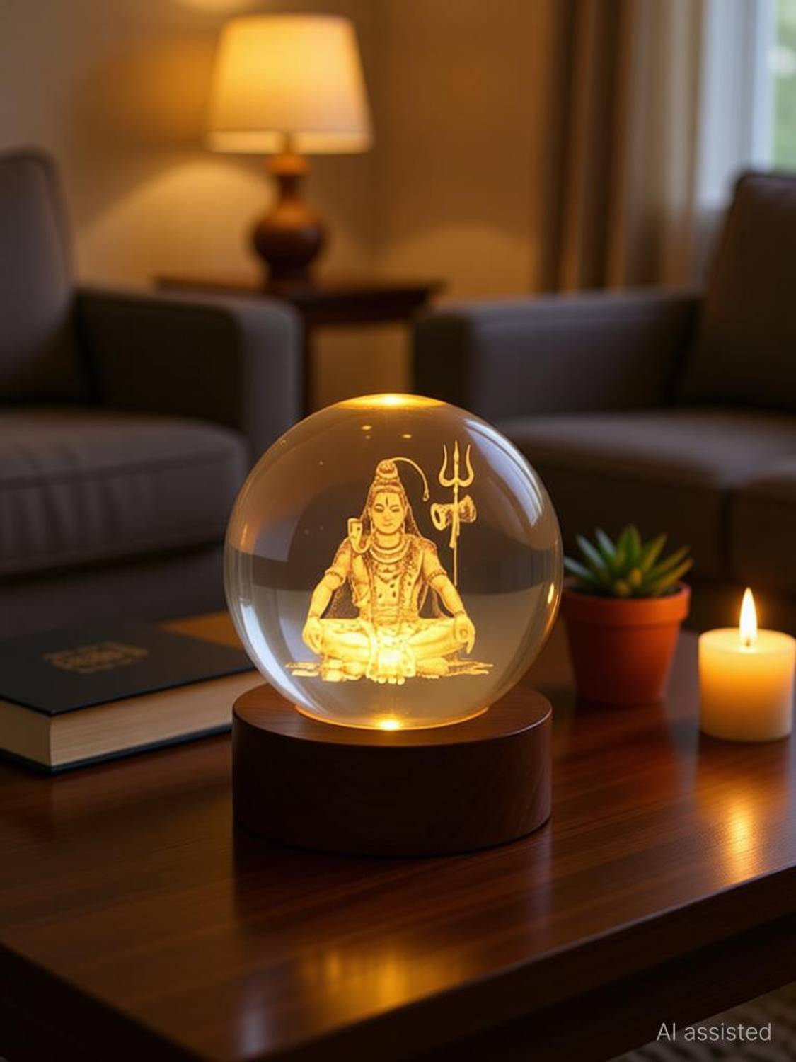 Aipom 3D Crystal LED Shiva Lamp | Gift for Navratri, Diwali & Decoration Night Lamp