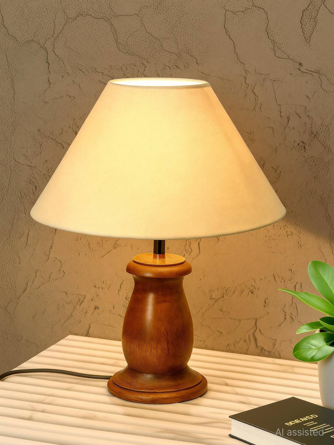 Homesake Table Lamp for Living Room Farmhouse Linen Bedside Lamps