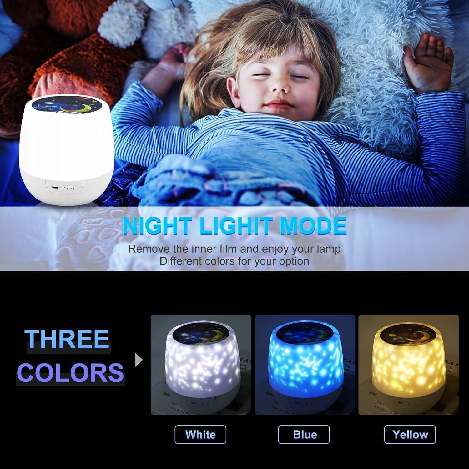 Image of SHOPOGENIX Star Projector Night Light with 5Light Modes & 6 Films Night Lamp Night Lamp