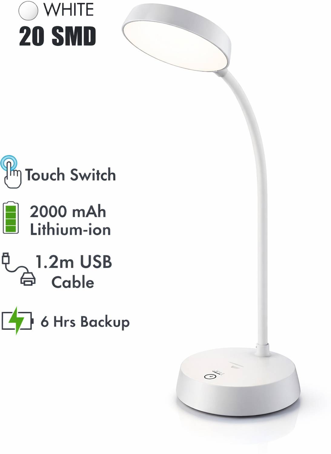 iDOLESHOP 360 Degree Flexible Neck, Touch Switch Rechargeable Des