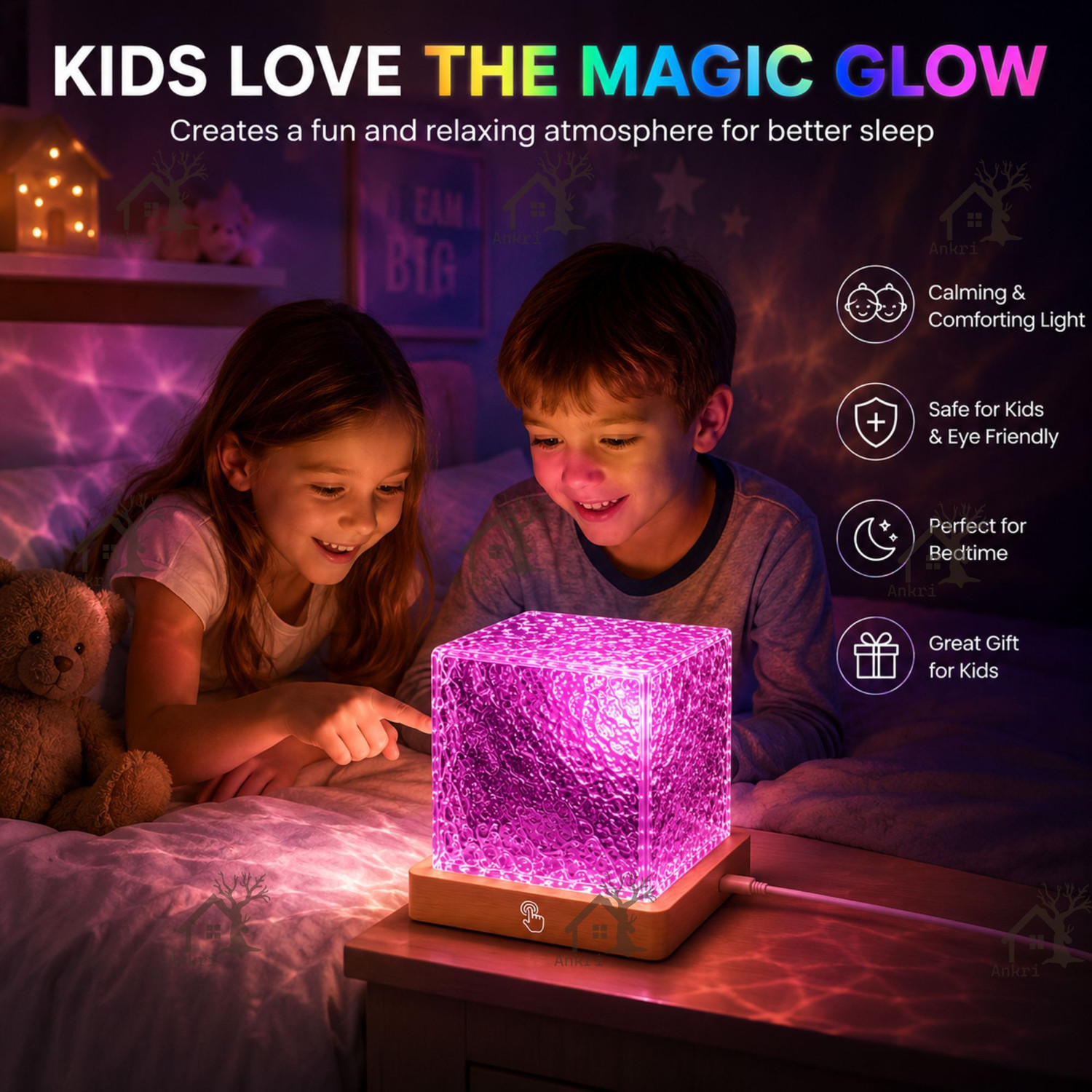 Image of ANKRI Ocean Wave Projector Light, Romantic LED with 3D Water Wave Effect Night Lamp