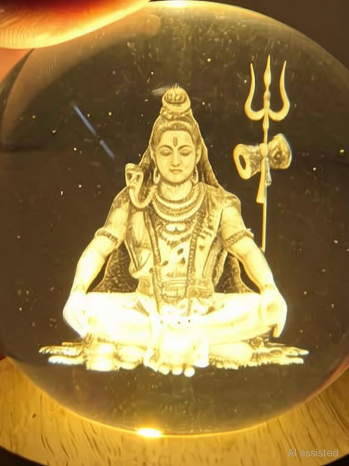 Image of Aipom 3D Crystal LED Shiv Ji Lamp on Tiger | Gift for Navratri, Diwali & Decoration Night Lamp