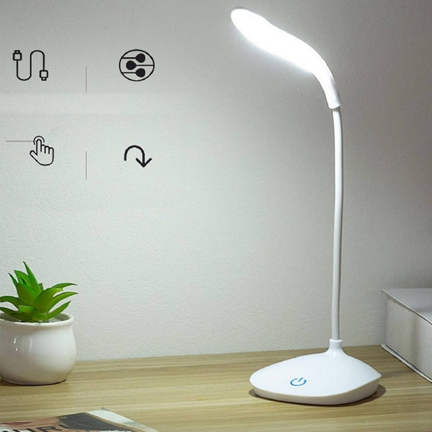 AKR Flexi Swan Lamp with touch sensor RECHARGEABLE battery Study
