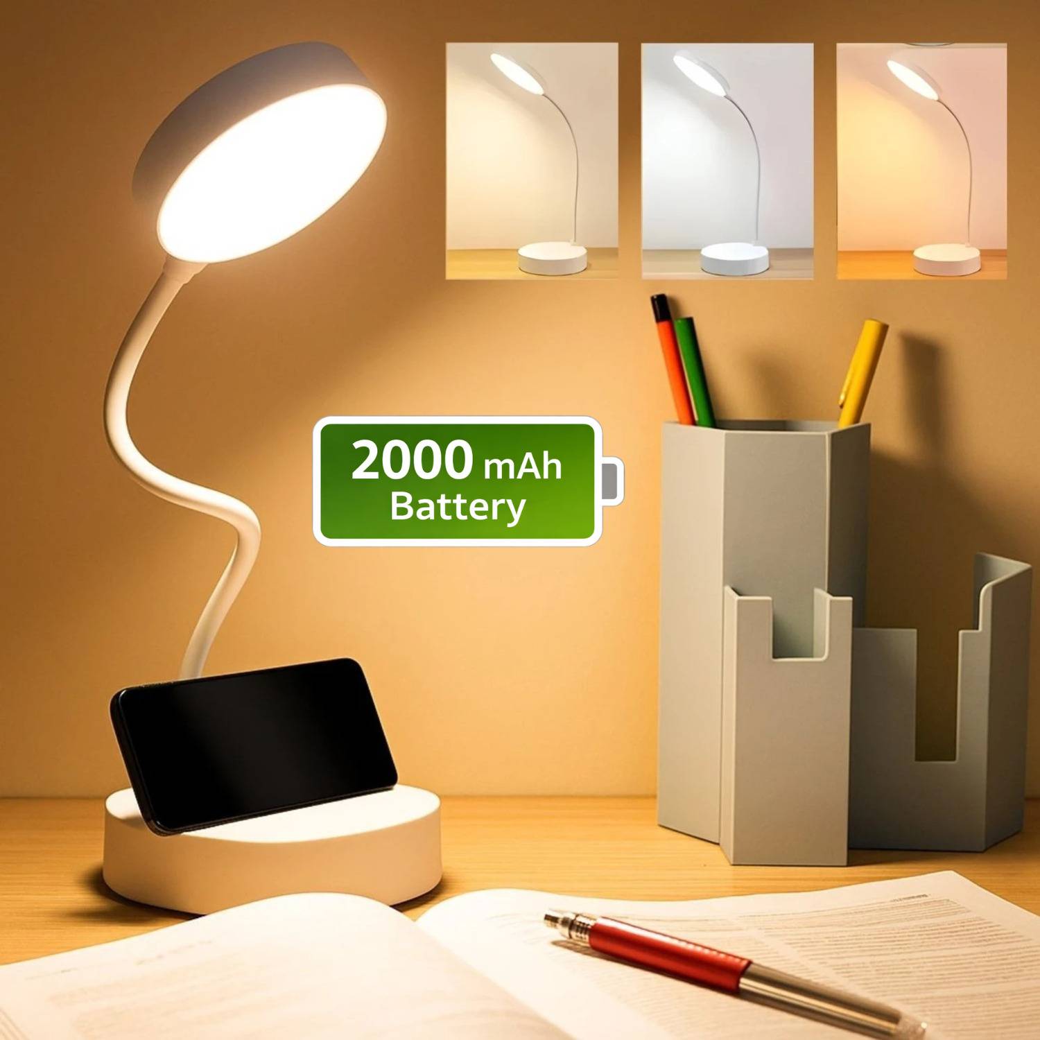 Refulgix Desk Lamp Touch Sensor On/Off Study Lamp USB Rechargeabl