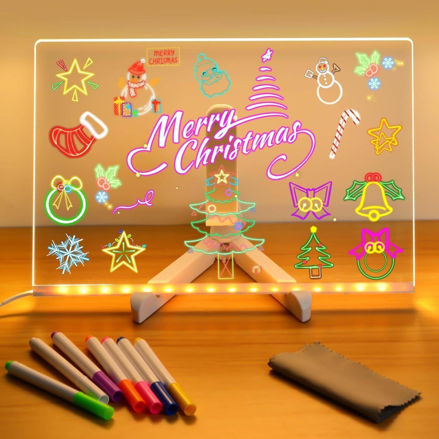 BAFATI 3D Acrylic Writing Board with Pen & Light, LED Rewritable Acrylic Message board Night Lamp