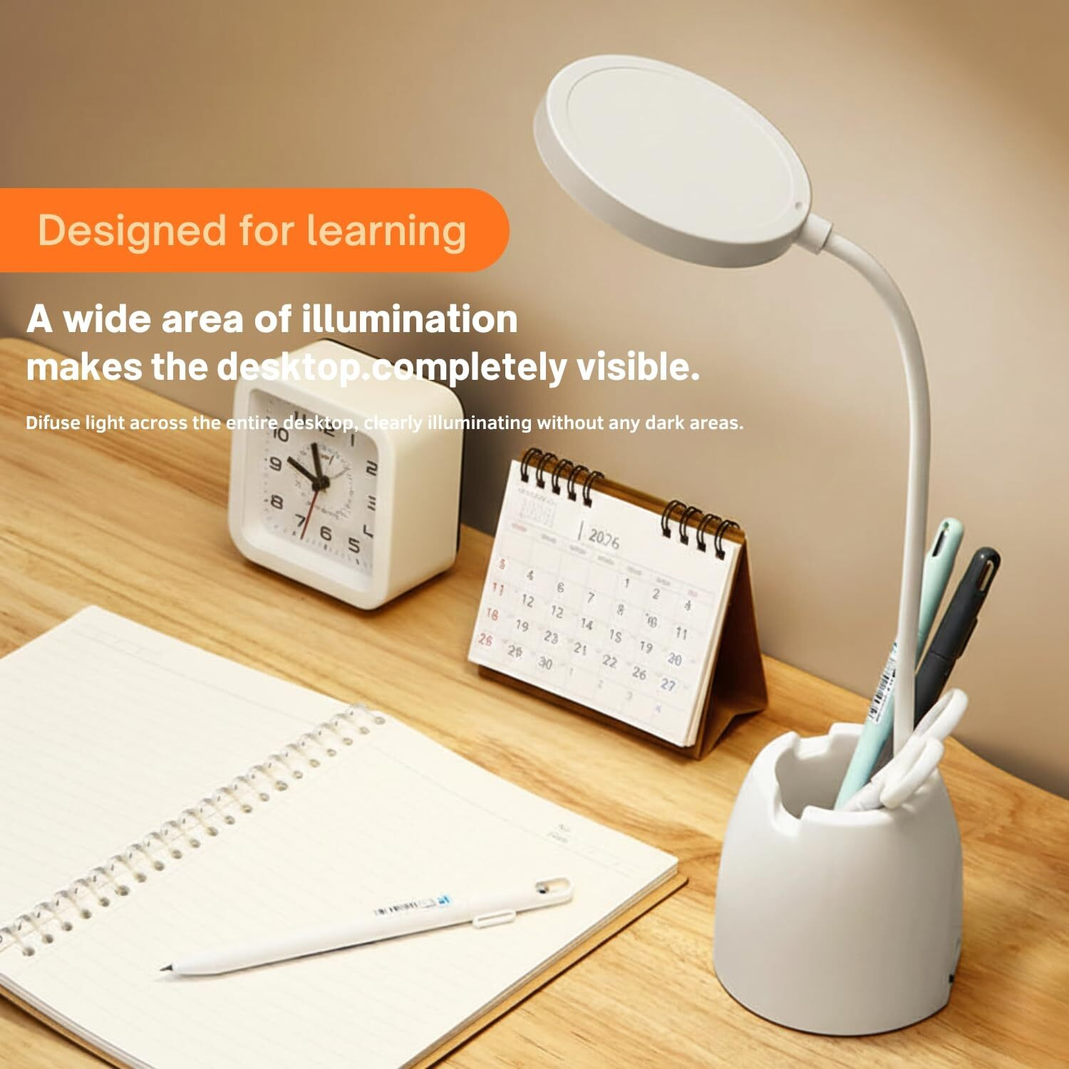 Image of One94Store RoundGlow Rechargeable LED Desk Lamp - Touch Control Table Lamp with 1200mAh Study Lamp