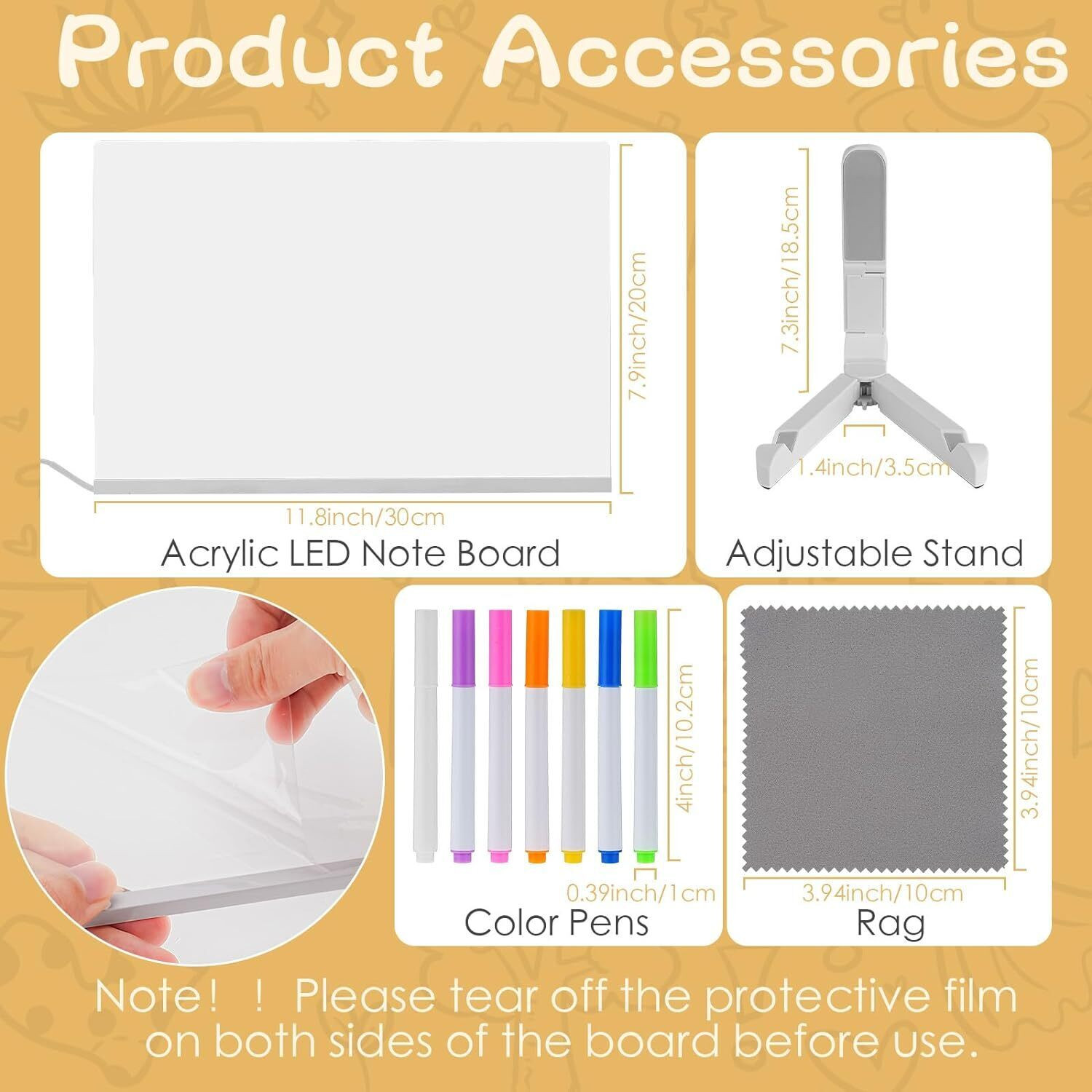 Image of ZODZE 3d Acrylic LED Message Board, LED Writing Board With Pen Glowing Board 30 x 20cm Table Lamp