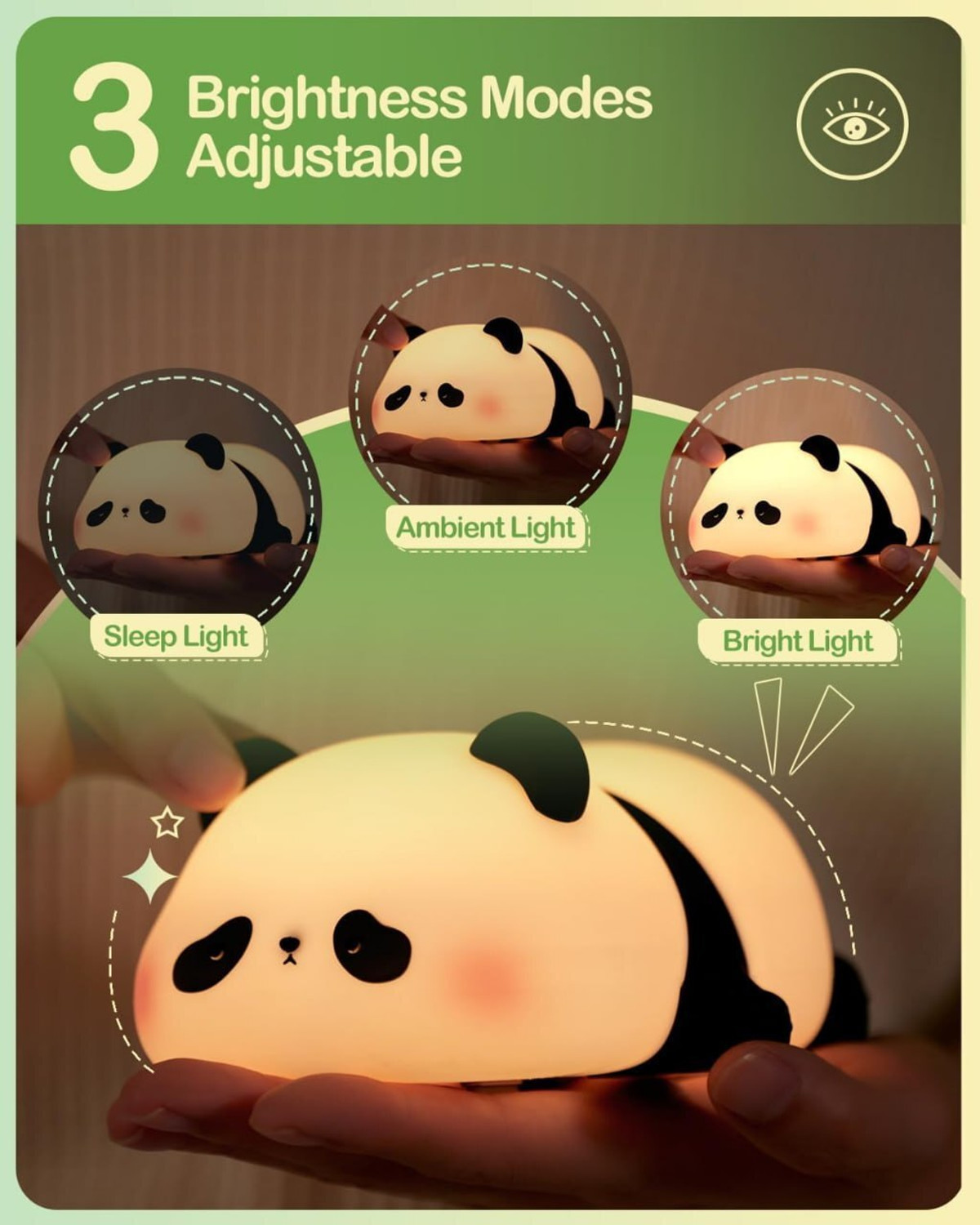 Image of YIQELU Panda Night Light for Kids, Cute Silicone Nursery Lamp for Baby and Toddler Night Lamp