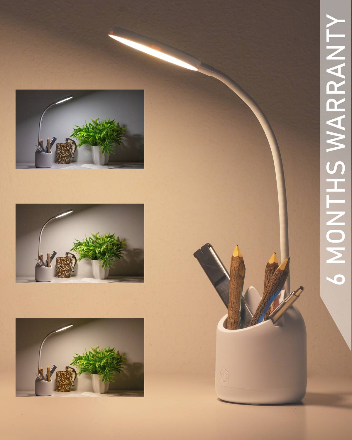 3D METRO SUPER STORE 3 Colour Mode Rechargeable, Flexible Gooseneck LED Study/Desk Study Lamp