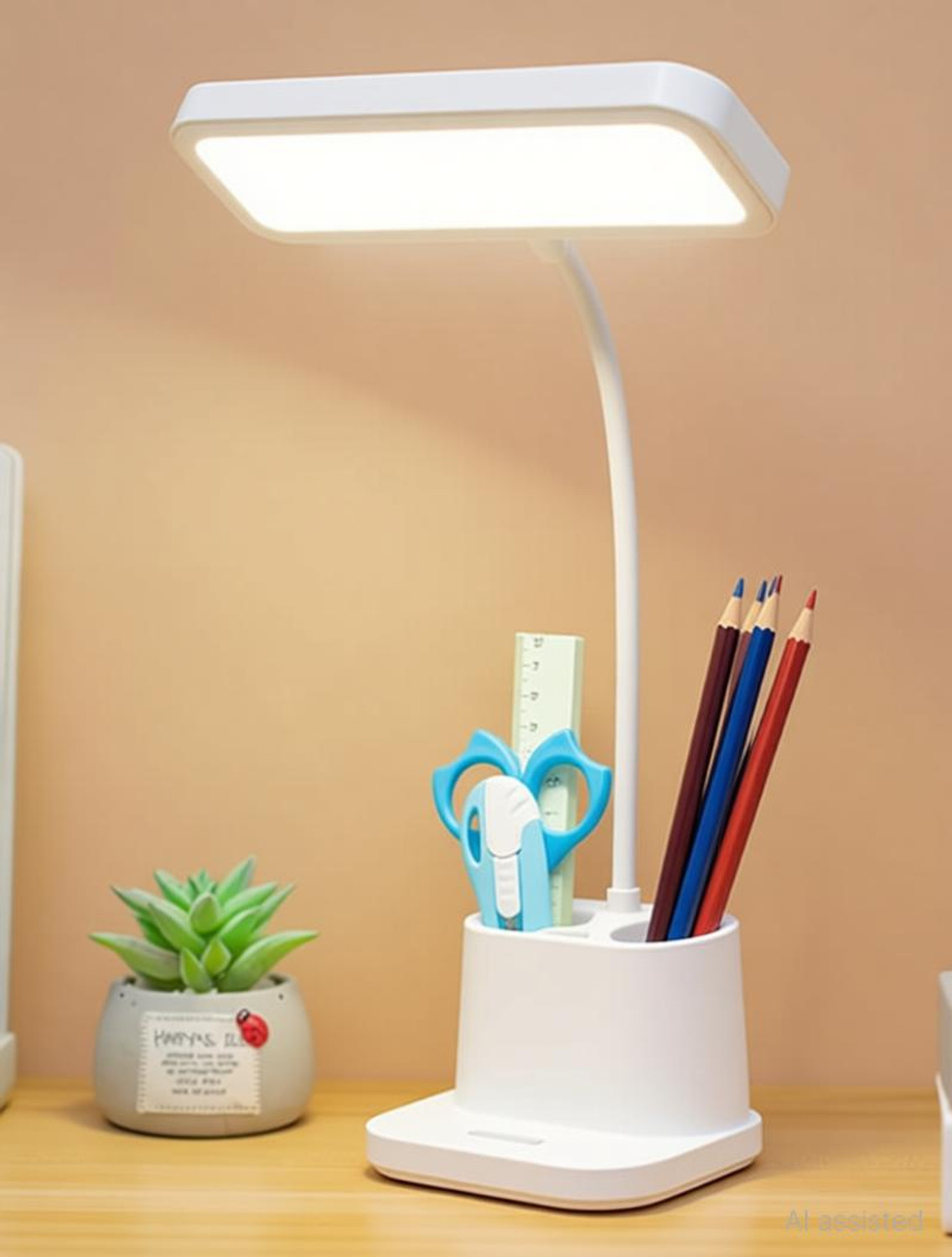 Image of FIRSTLIKE Powerful Rechargeable lamp with Pen Holder 3 Mode Lights Mobile Stand Desk Lamp Study Lamp