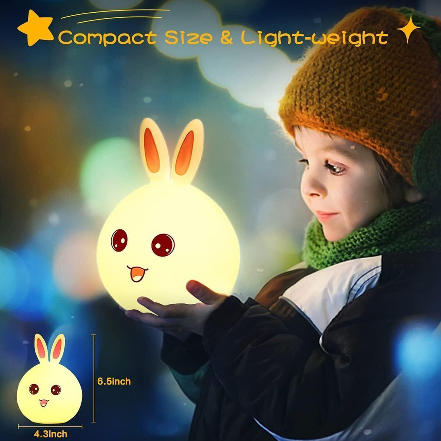Image of Sarang Night Lamp For Kids,Silicone Cute Little Rabbit LED Table Lamp Night Lamp