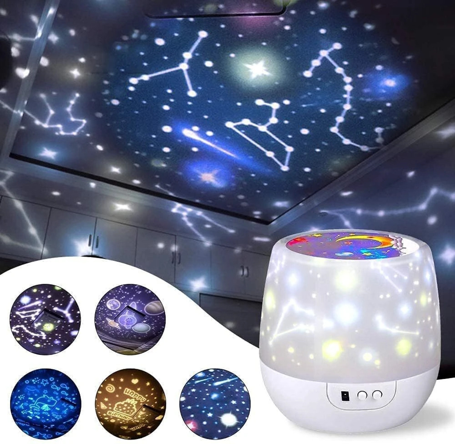 Image of SHOPOGENIX Star Projector Night Light with 5Light Modes & 6 Films Night Lamp Night Lamp