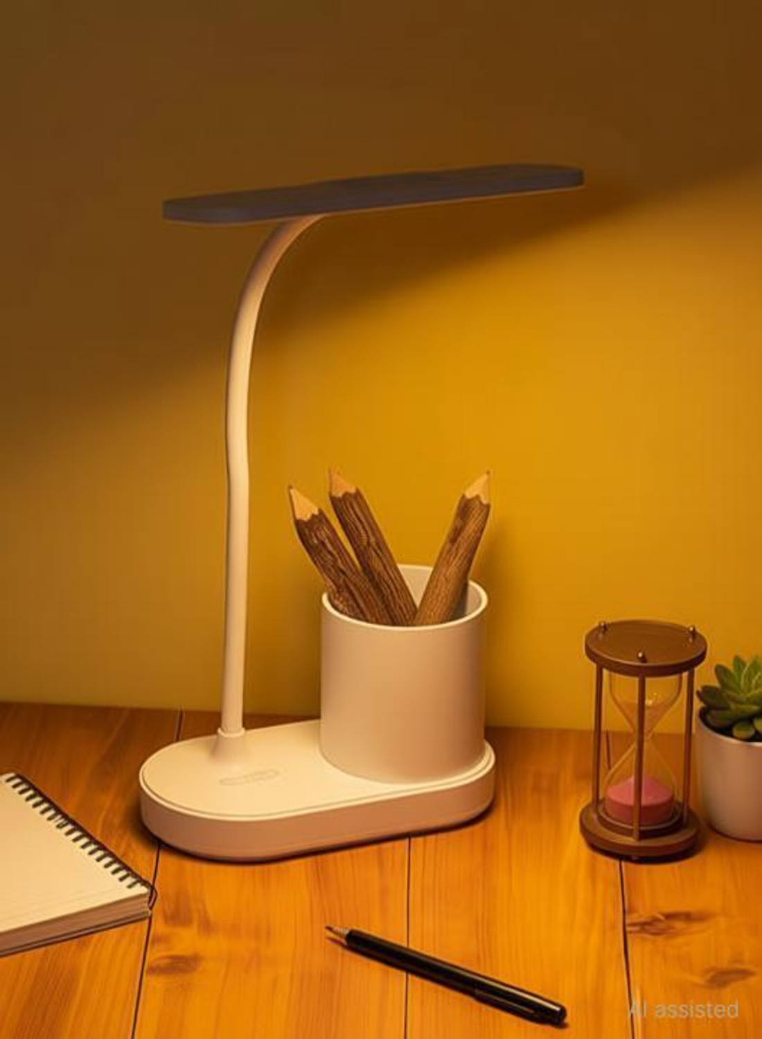 Image of satnammobiles Elegant LED Desk Lamp with Organizer Base - Warm Light for Study, Work & Decor Study Lamp