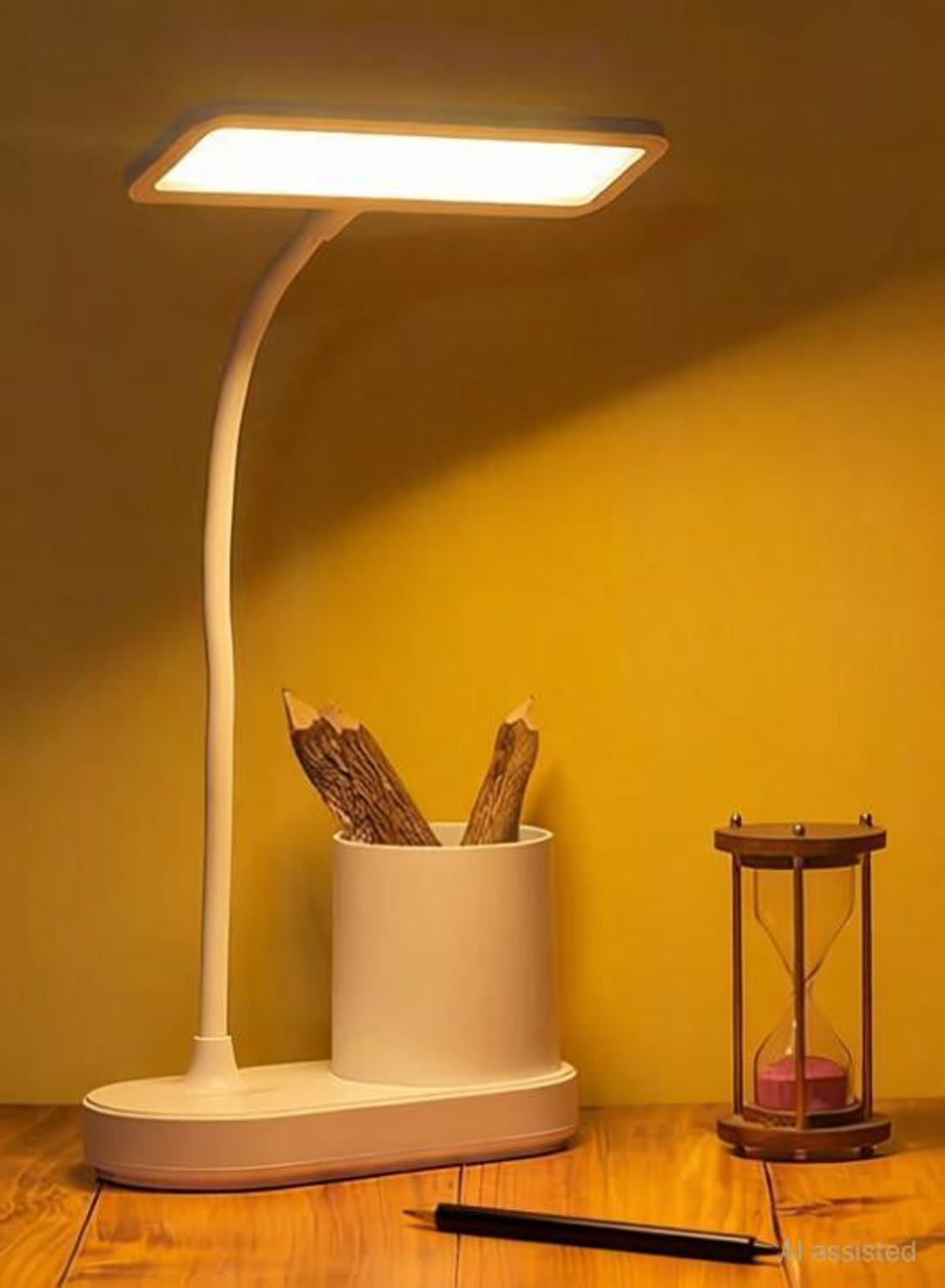 Image of satnammobiles Elegant LED Desk Lamp with Organizer Base - Warm Light for Study, Work & Decor Study Lamp