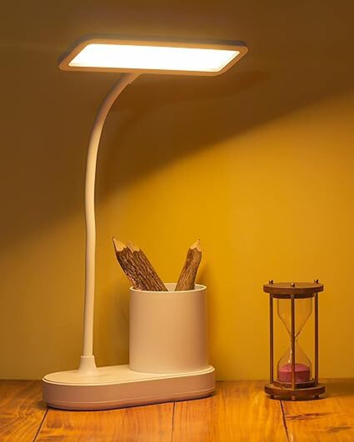 Image of satnammobiles Elegant LED Desk Lamp with Organizer Base - Warm Light for Study, Work & Decor Study Lamp