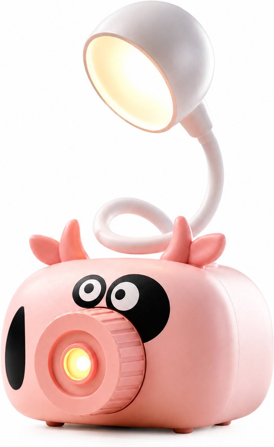 ELNEOR Cute Cow Rechargeable LED Study Lamp with Pen Holder & Sha