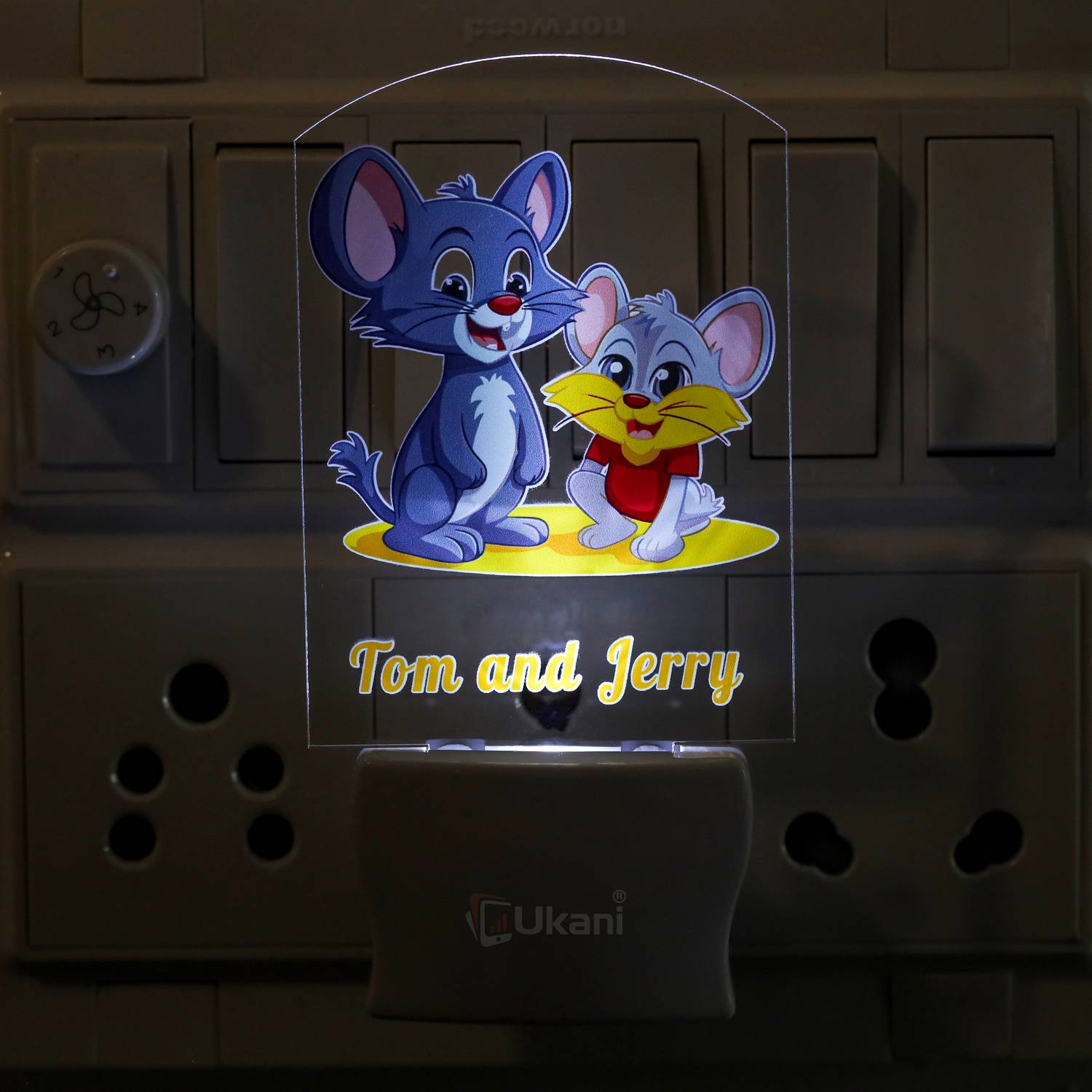 UKANI TOM N JERRY UV Printed Acrylic 3D Illusion White Colour LED