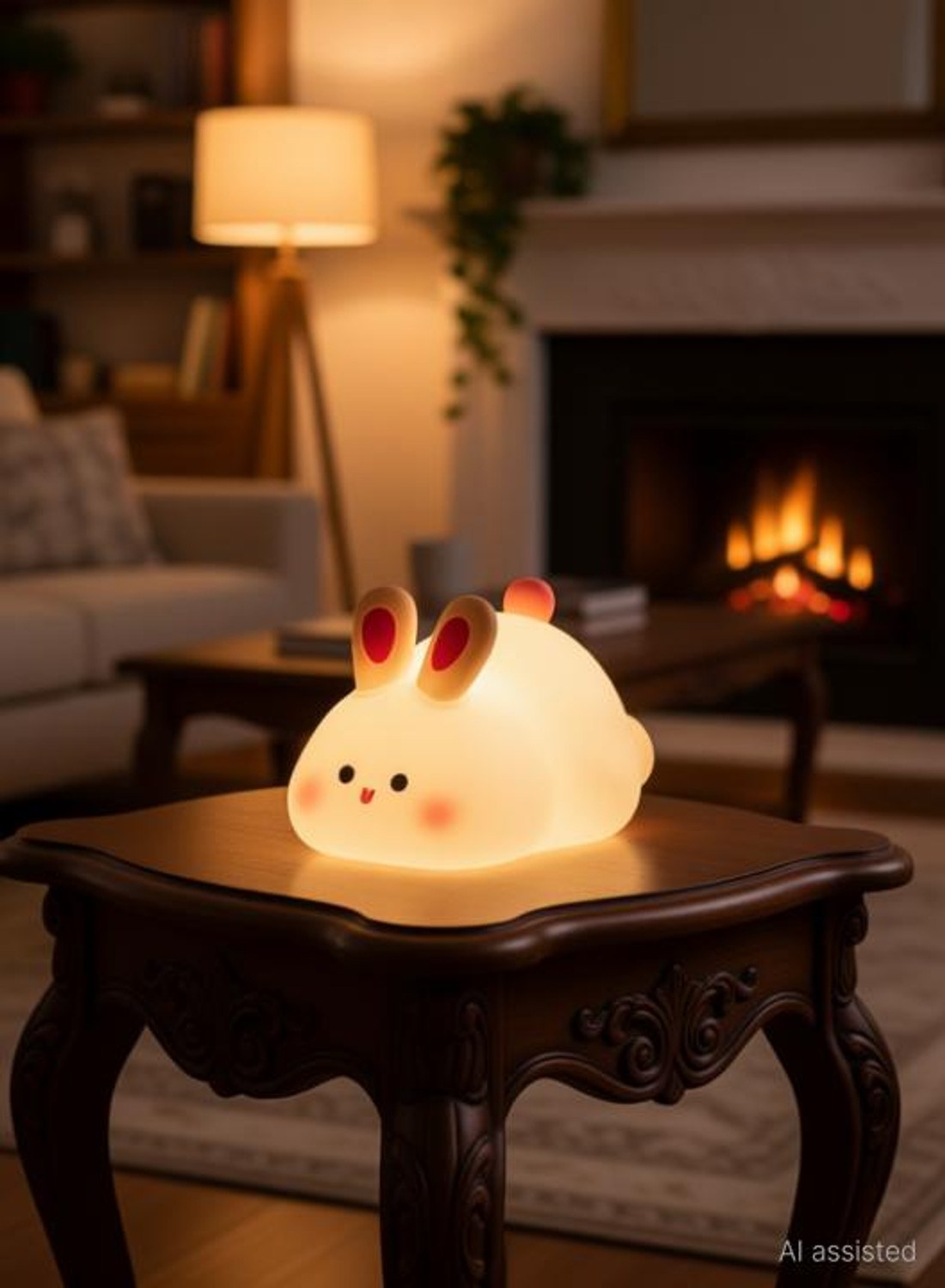Image of DECOVATE Cute Rabbit Night Light, USB Rechargeable, Changing Light, Room Decor Night Lamp Night Lamp