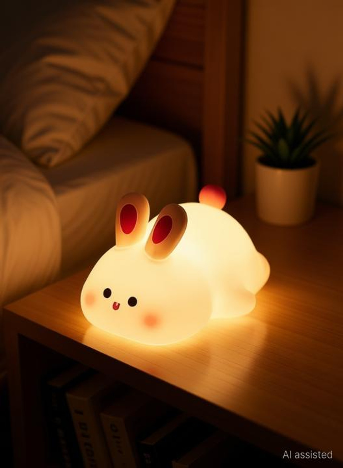 Image of DECOVATE Cute Rabbit Night Light, USB Rechargeable, Changing Light, Room Decor Night Lamp Night Lamp
