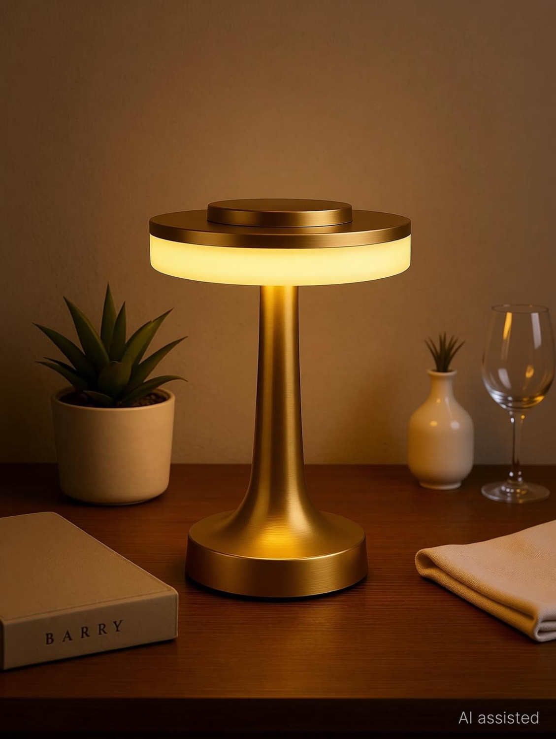 Image of CYMNIX Golden Wireless LED Table Lamp for Bedroom, Dining Table and Home Decor Table Lamp