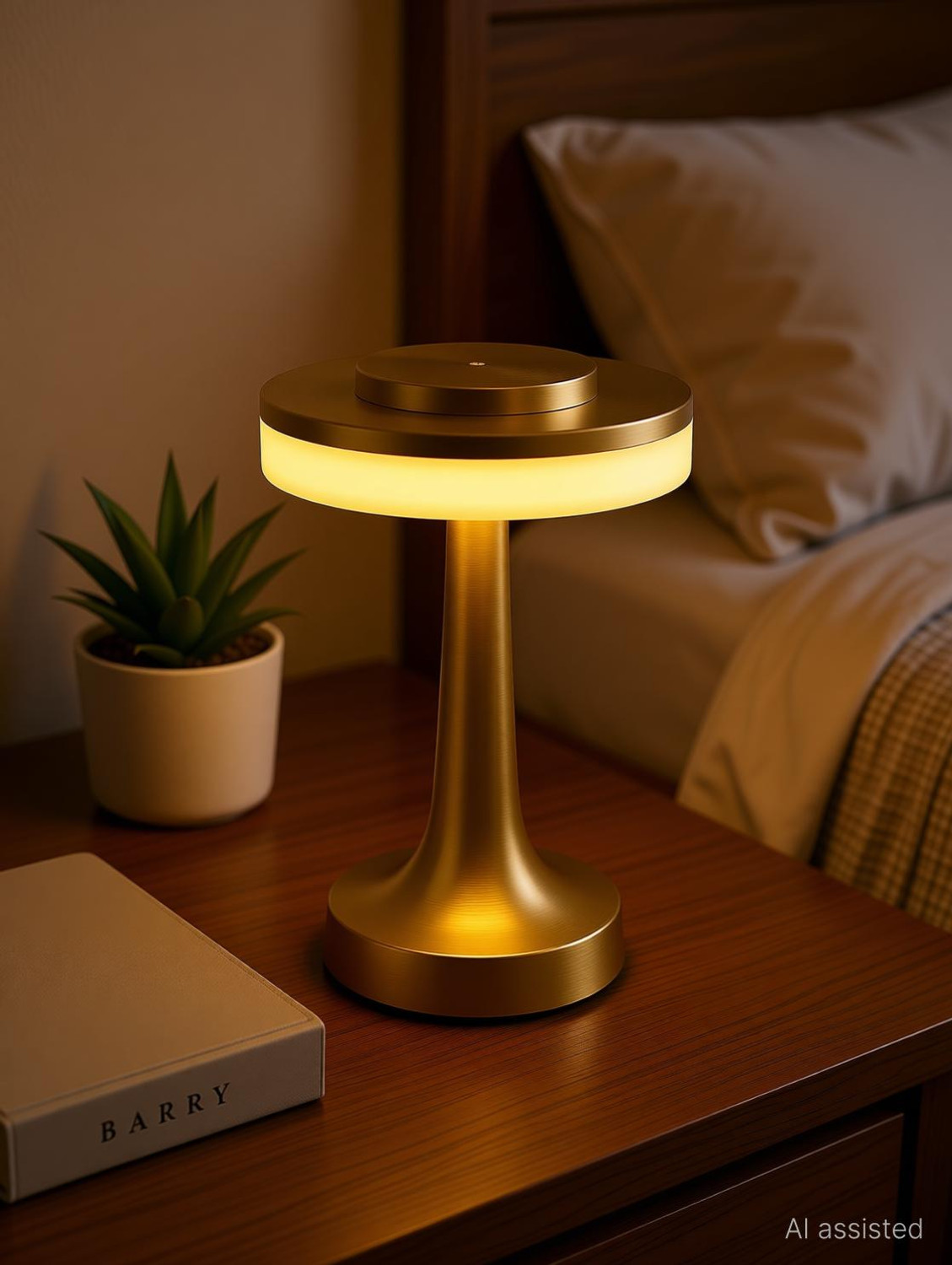 Image of CYMNIX Golden Wireless LED Table Lamp for Bedroom, Dining Table and Home Decor Table Lamp