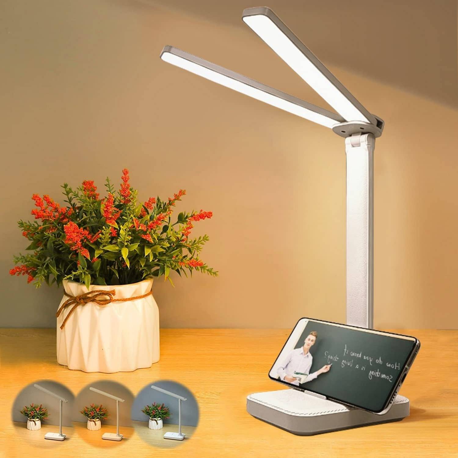 AKR Powerful Rechargeable Folding Table Lamp with 2 Heads Touch L