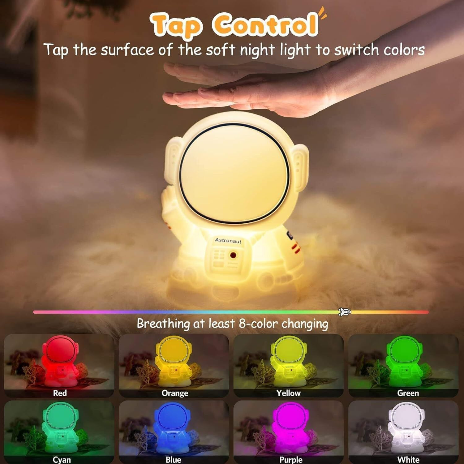 Image of DRAYADEALS Kids Room Portable Silicone Touch Night Light Night Lamp