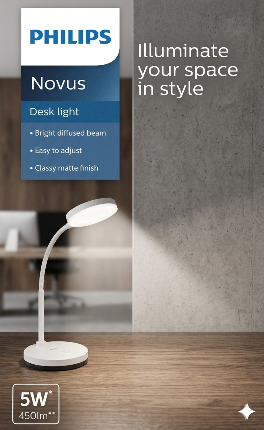 Image of PHILIPS Novus LED Desk Light / Study Lamp !FULLY ADJUSTABLE DESIGN Study Lamp