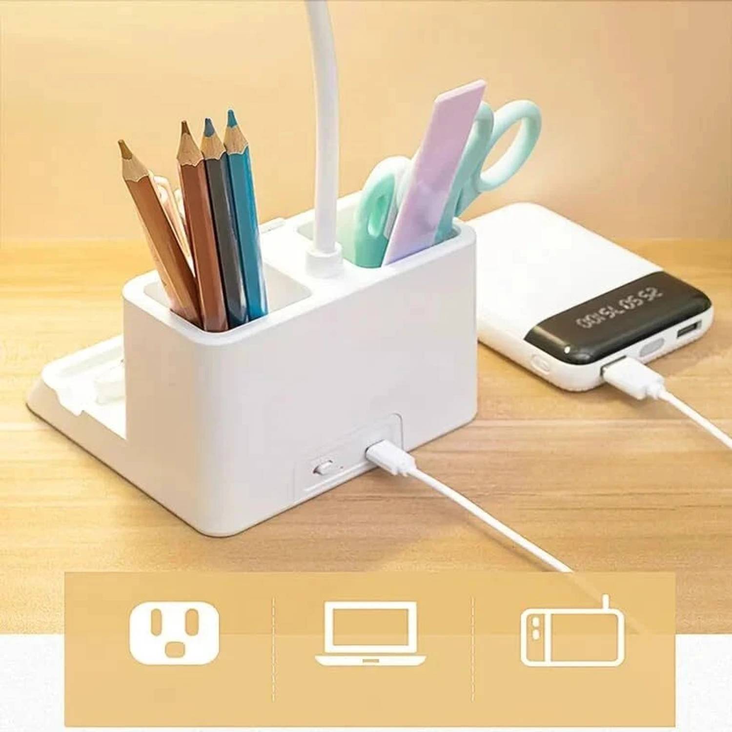 FIRSTLIKE 3 Level Brightness Rechargeable Desk Lamp - Image 5