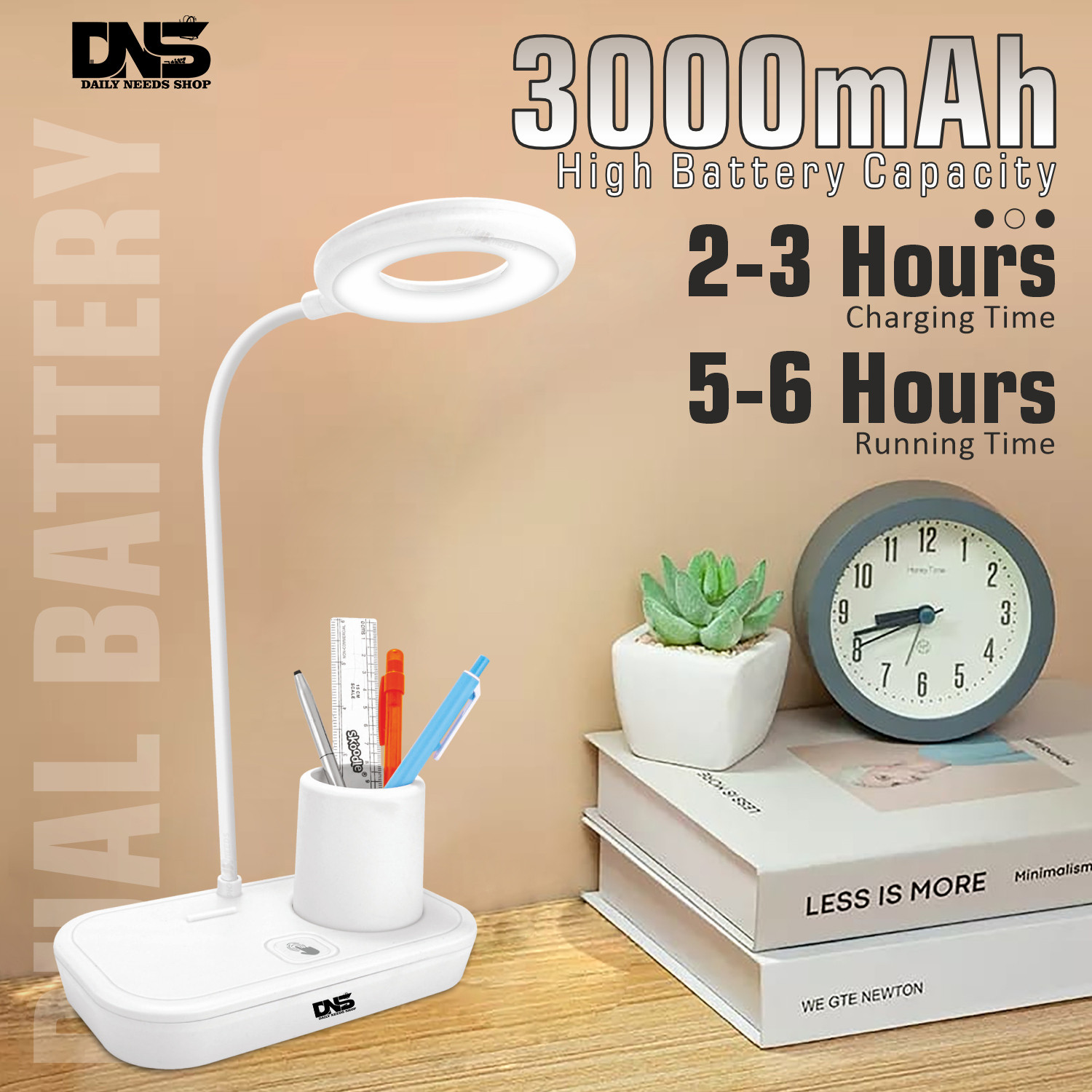 Image of Daily Needs Shop Rechargeable Touch Control Table Desk LED Light with Pen & Mobile Stand Table Lamp