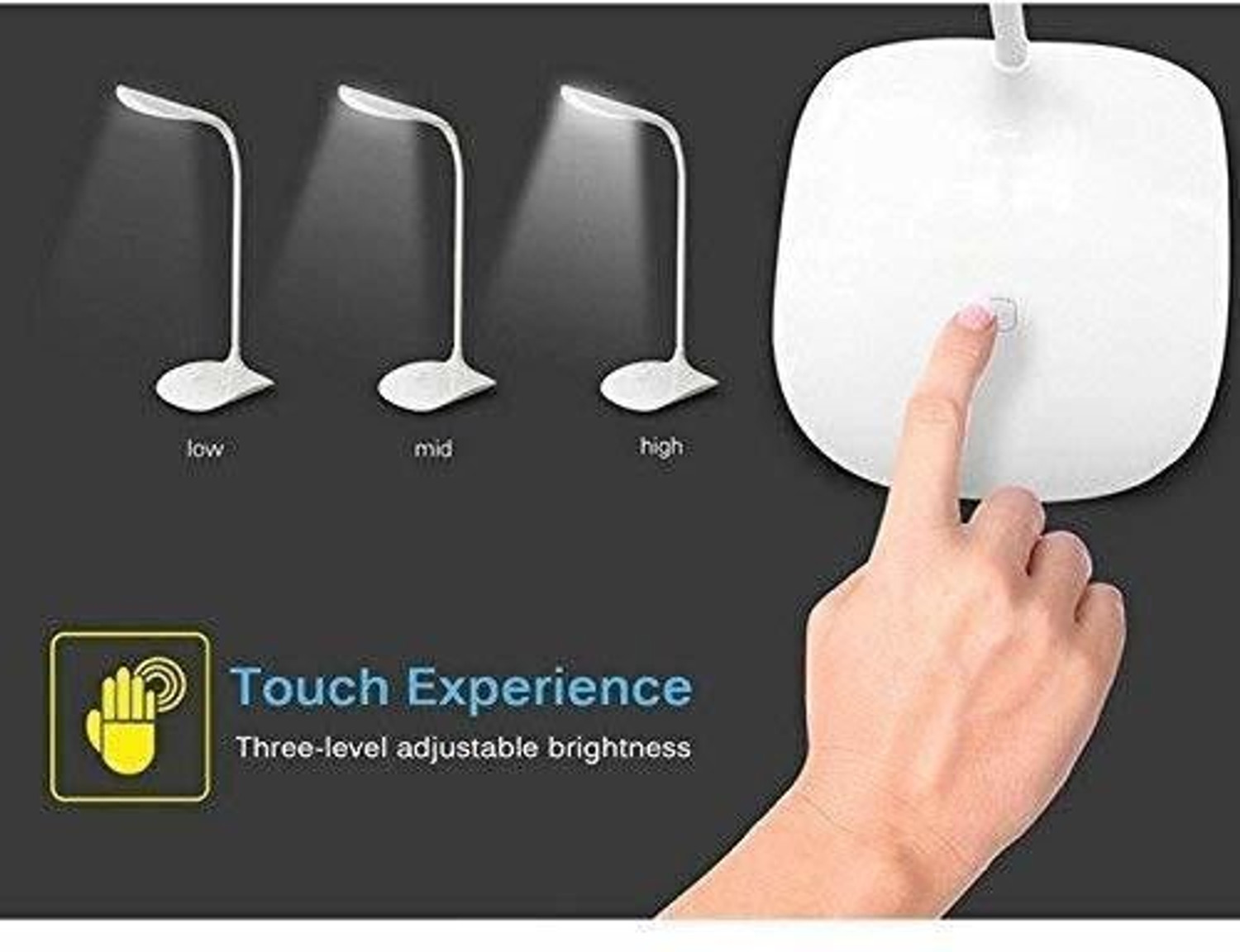 Image of LOPAZ USB LED Desk Lamp Table Light 3 Level of Brightness Flexible Neck Table Lamp Table Lamp