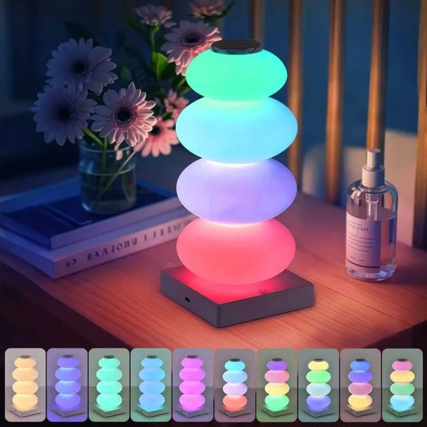 Image of EMERGE Aesthetic Stacked Pebble Lamp Table Lamp