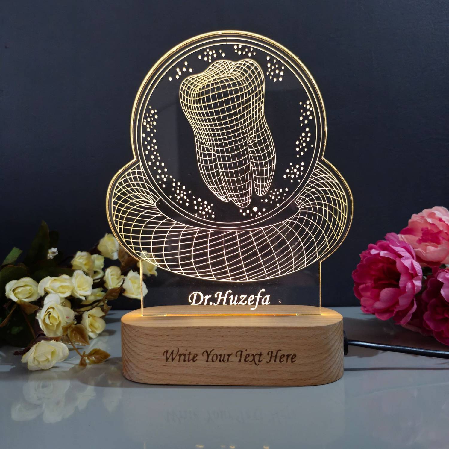 Shayona Personalized Dental logo with Dr.name plate Acrylic 3D Il